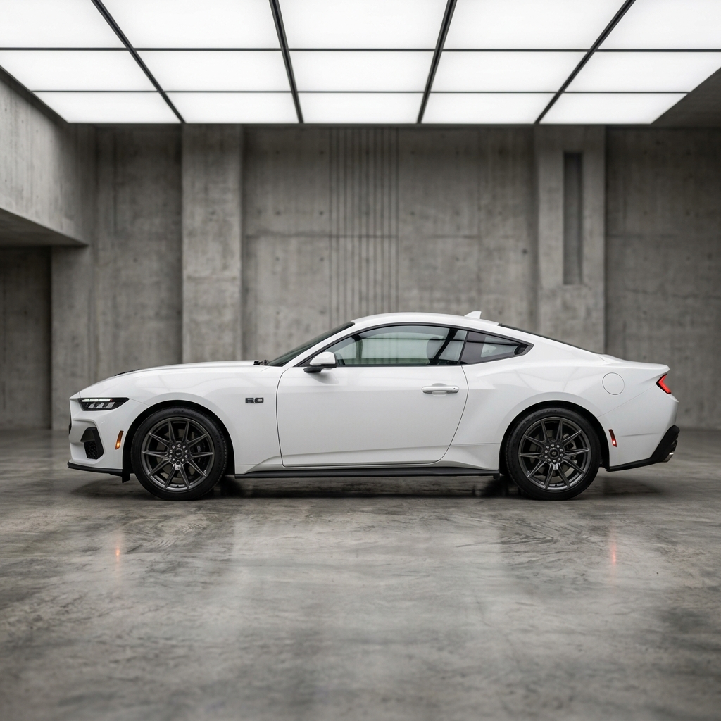 White Ford Mustang sports car