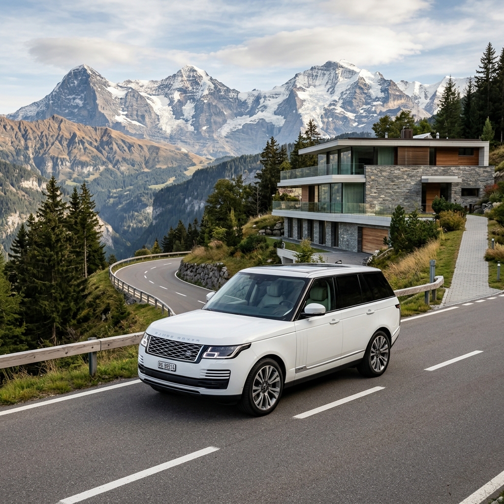 White premium SUV parked on an open road